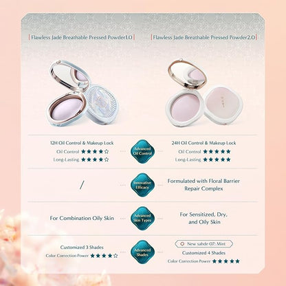 Florasis Flawless Jade Breathable Color Correcting Pressed Powder (06 Peach, 1 Count)