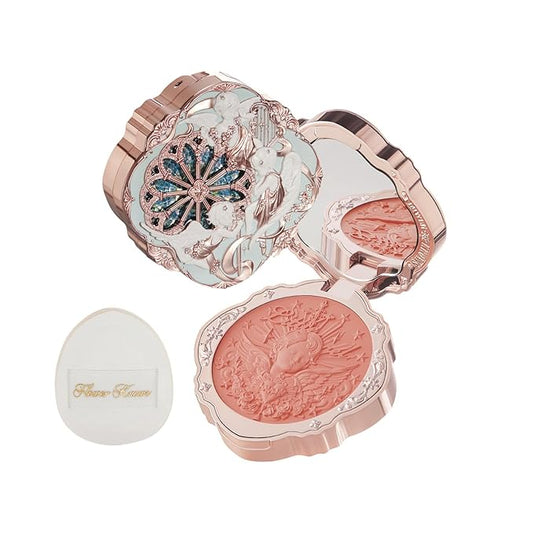 Flower Knows Little Angel Cream Blush & Cushion Powder Puff Set,Buildable & Blendable Makeup Blush for cheeks,Soft & Long-lasting for Girls & Women(03 Paradise Poet,6g)