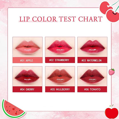 6 Colors Liquid Tint Stain, Korean Lip Gloss Moisturizing Natural Mini Liquid Lipstick, Lip Stain Long Lasting Waterproof, Multi-Use Lip and Cheek Tint Stain (6 PCS)