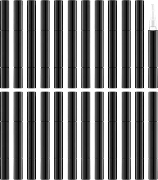 3ml Empty Nail Oil Pen with Brush, Twist Pen for Tooth Whitening, Gel Lip Gloss Container, Eyelash Growth Liquid Tube(Black, 24 PCS)