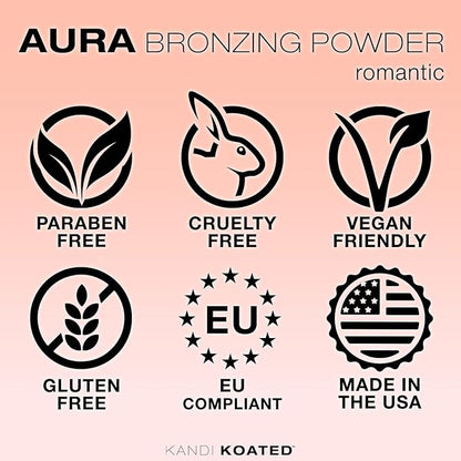 Kandi Koated Aura Romantic - Bronzing Powder in Rose Gold Case, Compact Bronzer by Kandi Burruss | Paraben-Free, Cruelty-Free | Vegan Formula | Beauty & Makeup