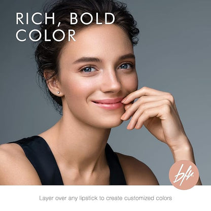 Beauty For Real Lip Gloss + Shine, Rebel Rebel - Deep Maroon Metallic - Non-Sticky Plumping & Hydrating Gloss - Light & Mirror In Cap - Contains Marine Collagen - 0.15 fl oz