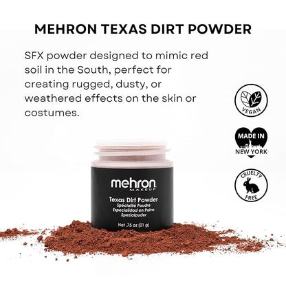 Mehron Texas Dirt Special Effects Makeup Powder (0.75 oz), Medium