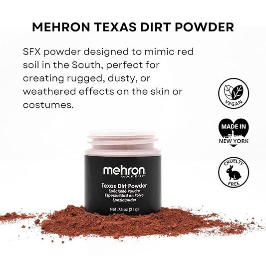 Mehron Texas Dirt Special Effects Makeup Powder (0.75 oz), Medium