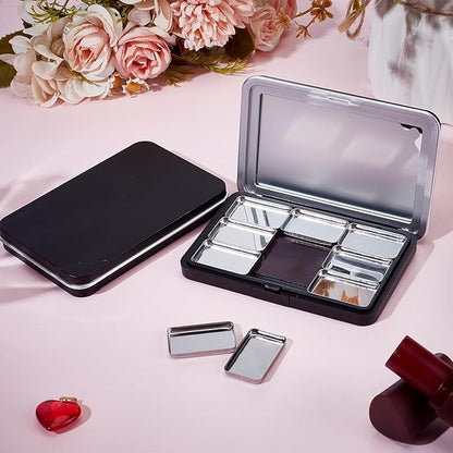 NICENEEDED 2 Pcs Empty Eyeshadow Palette, 9 Grids Blush Pallet Makeup Palette, Eyeshadow Palette Storage Box DIY Travel Makeup Organizer for Powder Blusher