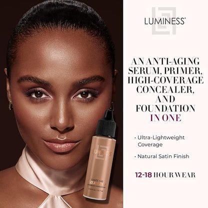 Luminess Air Silk 4-In-1 Airbrush Foundation- Foundation, Shade 140 (.5 Fl Oz) - Sheer to Medium Coverage - Anti-Aging Formula Hydrates and Moisturizes - Professional Makeup Kit for Cordless Air Brush