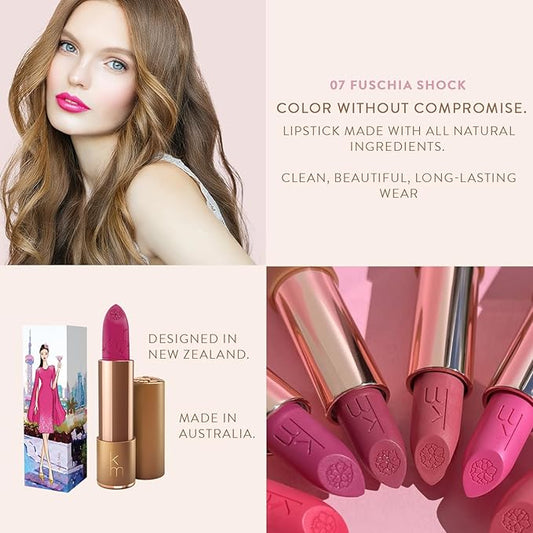 Karen Murrell - Natural Lip Stick 07 Fuchsia Shock - Pink Lipstick - Matte Finish, 100% Natural Ingredients, Moisturizes & Hydrates Lips - Paraben & Cruelty Free