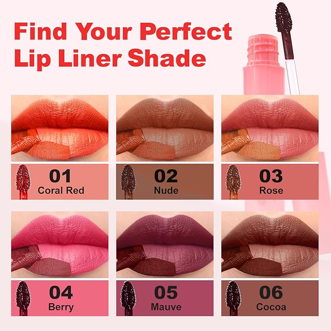 Lip Stain Peel Off - Long Wear Tattoo Lip Liner, Waterproof & Transfer-proof Peel Off Lip Stain with Matte Finish, Lip Tint For All Skin Types (2PCS-Nude&Mauve, 2 Count (Pack of 1))