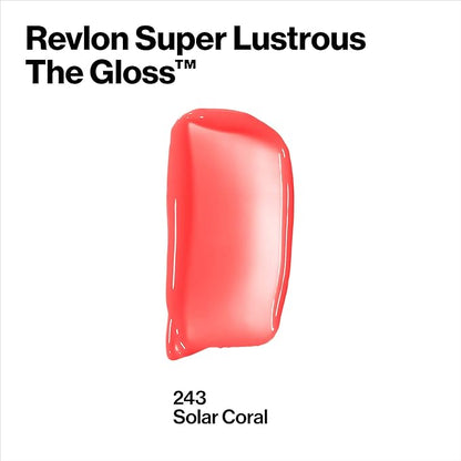 Revlon Super Lustrous Lip Gloss, Non-Sticky, Hydrating, High Shine Finish, 243 Sizzling Coral, 0.13 oz