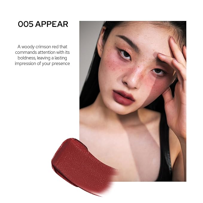 Silky Blur Tint 5 Colors | Soft Velvet Texture & Semi-Matte Finish | Long-Lasting & Close-adhering, Blurring effect, Subtle Shades | Korean Lip Stain (005 Appear, 0.1 Fl oz)