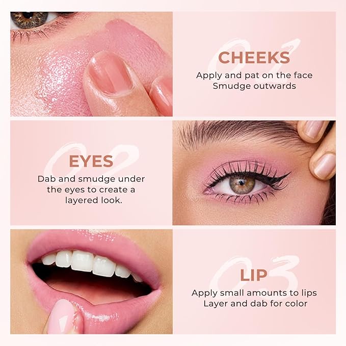 Multi-Use Cosmetics Black Color Changing Black to Pink Blush - Lip and Cheek Balm Tint, Hydrating, Long-lasting, Natural Glow, Multi-Use for All Skin Tones, Beeswax and Mineral Oil Infused