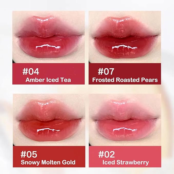 Ice Watery Lip Gloss, Iron Tinted Lip Tint, Jelly Hydrating Moisturizing Nonstick Tinted Gloss Oil (#10 Rose Martini)