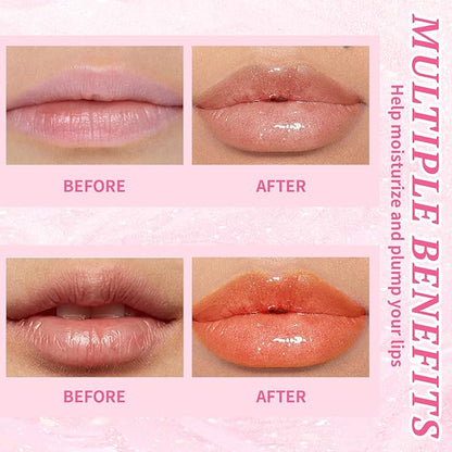 2 Colors Glitter Lip Gloss with Brown Lip Liner Combo for Women, Hydration Plumping Shimmer Natural Nude Tinted Lip Glow Oil Moisturizing Long Lasting High Shine Mini Liquid Lipstick