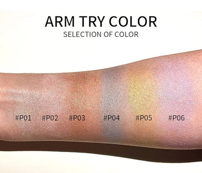 GL-Turelifes Polvo De Hadas Hightlighter Powder Stick Puff Fairy Bomb Stick Glitter Loose Powder Highlight Shimming Contouring for Eyes, Face, Body Brighten Makeup(P02 Nude Pink)