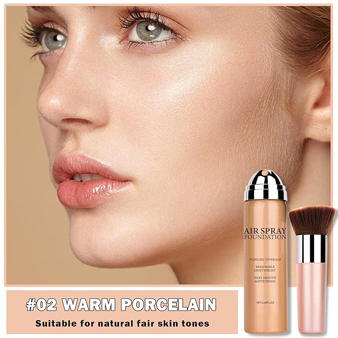 Flawless AirBrush Foundation High Coverage Foundation Smooth Creamy Matte Spray Foundation Makeup Kit For Mature Skin With Natural Nude Finish #Natural Color
