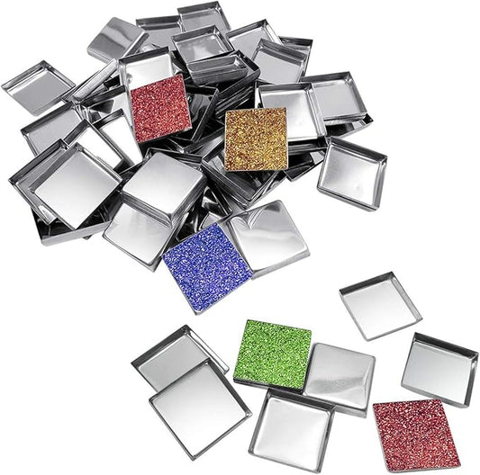 Allwon 56 Pack Empty Square Metal Pans for Eyeshadow Palette Magnetic Makeup Palette (26mm)