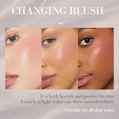 Color Changing Blush Stick for Cheeks Makeup, Clear Blush PH Temperature Changing Pink Cream Blusher, Magic Waterproof Face Blush Stick, Natural Lightweight Multi-Use Lips and Cheek Tint