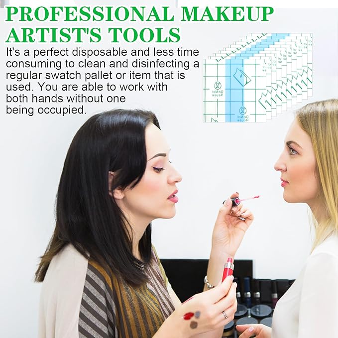 100 Pcs Makeup Hand Single Use Mixing Palette Set Disposable Foundation Mixing Tray Adhesive Transparent Artist Cosmetic Waterproof Palette Tape Supplies for Women Girls Daily Use