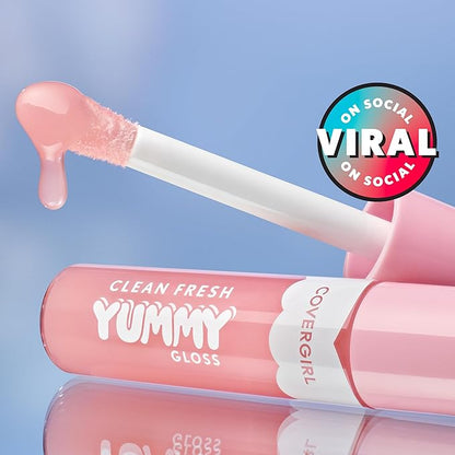 COVERGIRL Clean Fresh Yummy Lip Gloss, Sunrise Blush, Hydrating, Non-Sticky, Hyaluronic Acid, Glassy Shine, 0.33oz
