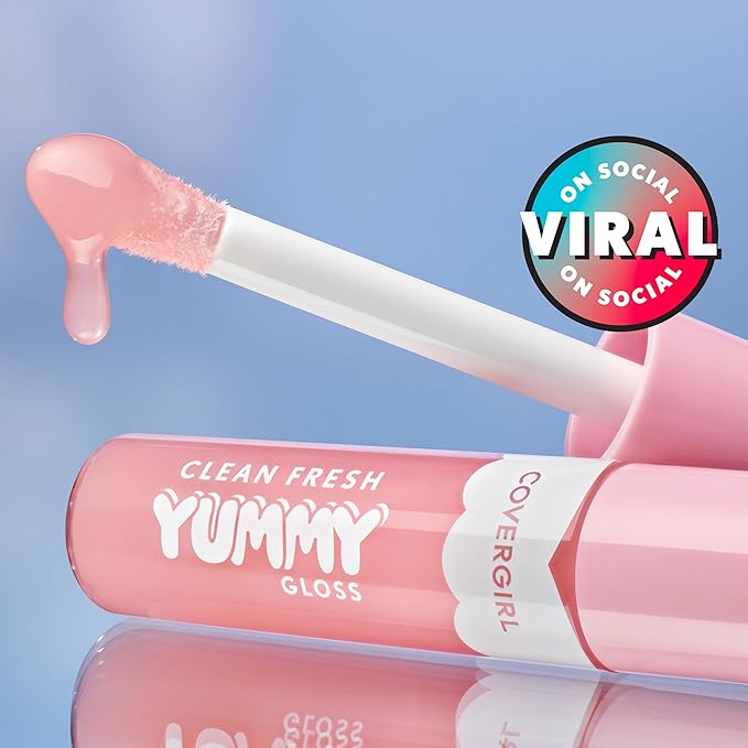 COVERGIRL Clean Fresh Yummy Lip Gloss, Sunset Skies, Hydrating, Non-Sticky, Hyaluronic Acid, Glassy Shine, 0.33oz
