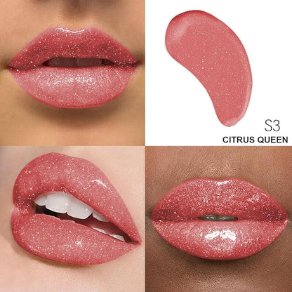 Shimmer Lip Gloss - Non-Sticky Girls Gloss - Long Lasting High Shine - 0.7 FL Oz Gloss for Girls & Women - Cruelty Free - (Citrus Queen: S3)