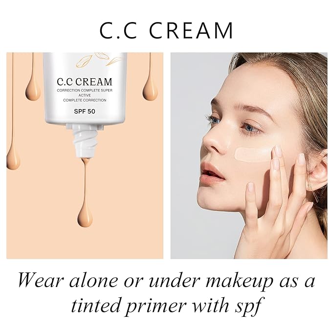 CC Cream 2 Pack, Self Adjusting for Mature Skin, Super Active Foundation With SPF 50 for Face and Body Color Correcting