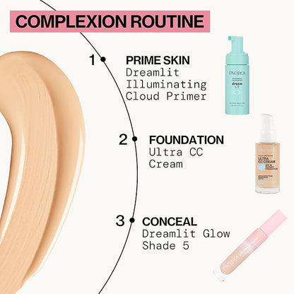 Pacifica Ultra CC Cream Radiant Foundation SPF 17 -Neutral Fair – Medium Coverage Color Correcting Cream, Dewy Finish, Mineral SPF, 1 oz