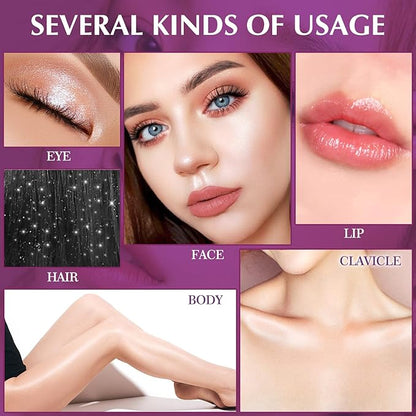 Ofanyia Highlighter Powder Stick, Polvo De Hadas Highlight Patting Powder, Body Brighten Glitter Shimmer Three-dimensional Sparkle Patting Powder for Face Eyes Lips Hair Body Glow Makeup