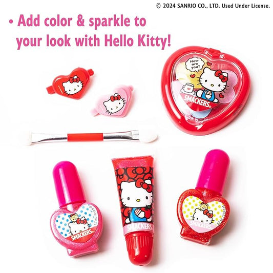 Lip Smacker Sanrio Hello Kitty Makeup Set, Kids Color Collection, 3 Moisturizing, Smoothing Soft Shine, Hydrating & Protecting Products, Fun Flavors, Cruelty-Free & Vegan