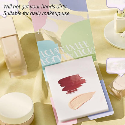 2pcs Liquid Palette Paper Disposable Makeup Coloring Paper with Mixing Stick Makeup Lipstick Mixing Paper, Makeup Palette Mixing Tray Apply for Eye Shadow Lipsticks