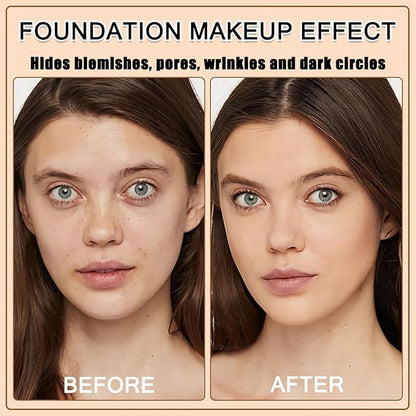 Sunscreen Airbrush Foundation Makeup Spray with Brush, SPF 35, Full Coverage Airbrush Foundation for Smooth Radiant Finish, Silky Concealer Mist Spray Makeup, Long-lasting & Waterproof (Nude)