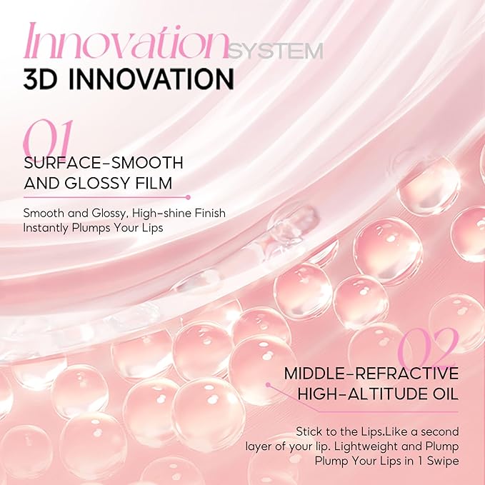 COLORKEY 3D Plump Oil Lip Gloss, High-shine Finish, Lip Tint, Moisturizing, Non-Sticky, Clear and Natural, Glassy Shine(G03 Sparkle Pink, 3ml)