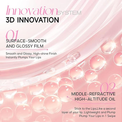 COLORKEY 3D Plump Oil Lip Gloss, High-shine Finish, Lip Tint, Moisturizing, Non-Sticky, Clear and Natural, Glassy Shine(G03 Sparkle Pink, 3ml)