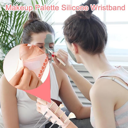 Makeup Mixing Palette Wrist Strap,Foldable Makeup Brush Storage Palette,Silicone Hand Wrist Makeup mixing tray Draw Assistance Tool for Small to Medium Brush