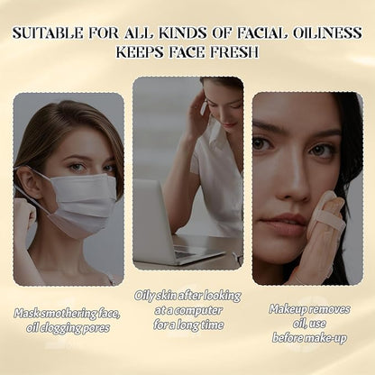 BOROLA Oil Blotting Paper for Face 200 Sheets Replacement Packs, Soft Absorbing Pads for Face Shine Control, Portable Oil Absorbing Tissues for Oily Skin, Design for Men & Women(Black)