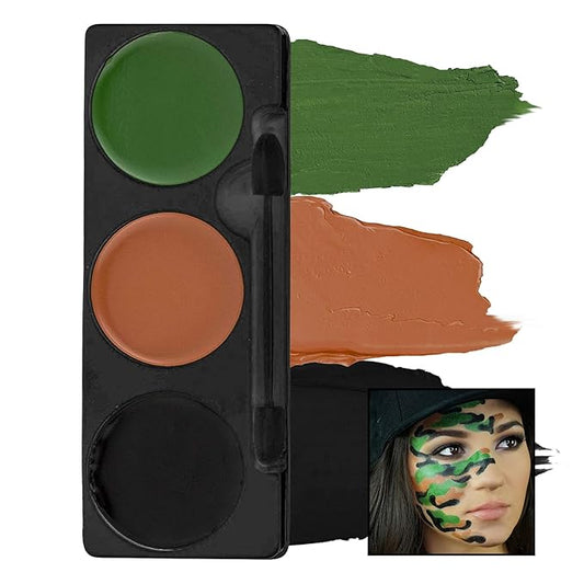 Mehron Makeup Tri-Color Character Makeup Palette | Halloween, Special Effects and Theater Cream FX Palette | Face Paint .7 oz (20 g) (CAMOUFLAGE)