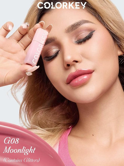 COLORKEY 3D Plump Oil Lip Gloss, High-shine Finish, Lip Tint, Moisturizing, Non-Sticky, Clear and Natural, Glassy Shine (G09 Strawberry Red, 3ml)