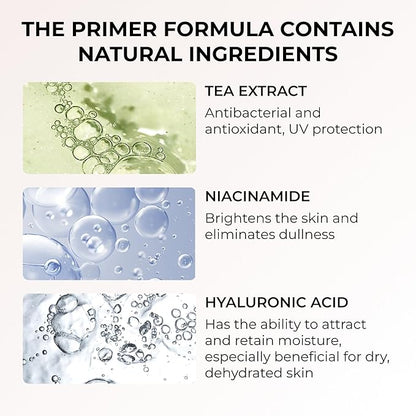 Brighten Glow Vegan Face Primer – Natural, Moisturizing, Waterproof Base for Poreless, Long-Lasting Wear