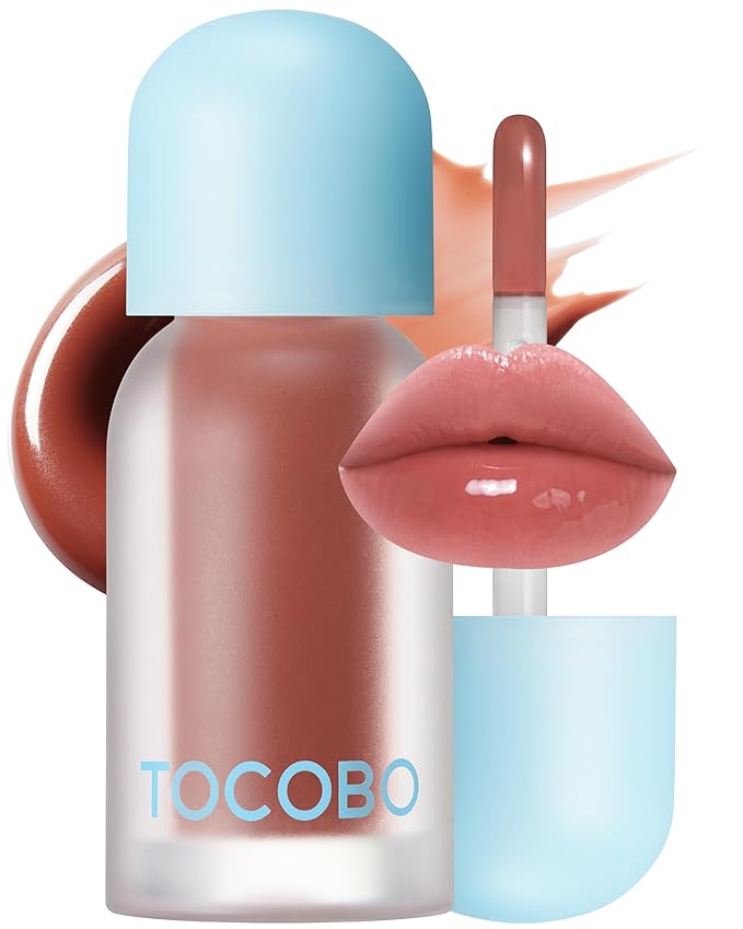 TOCOBO Juicy Berry Plumping Lip Oil 04 Bitter Brown – Korean Vegan Hydrating Lip Oil with Plant Oils for High Shine Gloss - Non Sticky Formula for All Skin Tones, 0.12 fl.oz