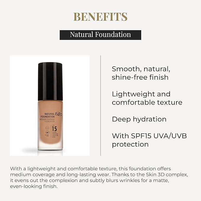 SALERM - Fluid Foundation - Natural Foundation - 30 ml - Color F40 - Homogeneous, Natural, and Shine-Free Finish - Buildable Medium Coverage - Long-Lasting - Lightweight Texture - with SPF 15