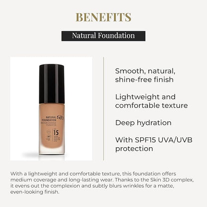 SALERM - Fluid Foundation - Natural Foundation - 30 ml - Color F40 - Homogeneous, Natural, and Shine-Free Finish - Buildable Medium Coverage - Long-Lasting - Lightweight Texture - with SPF 15