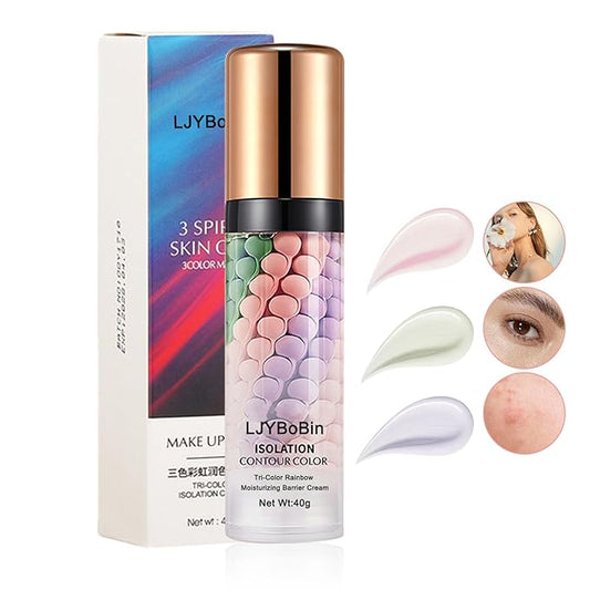 3 in 1 Color Correcting Cream,Moisturizing Isolation Cream Oil Control One Step Color Corrector,Skin Tone Correcting Concealer & Invisible Pore Face Primer Foundation Makeup