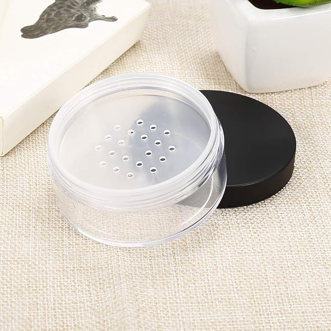 AKOAK Capacity 50 ml(1.69 oz) Empty Reusable Plastic Loose Powder Compact Container DIY Makeup Powder Case with Sifter and Lined Screw Lid,Pack of 1