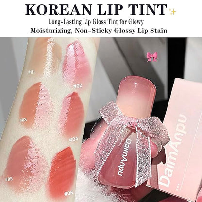 6Pcs Hydrating Lip Gloss Jelly Lipstick, Clear Oxygen Lip Glaze, Moisturizing & Plumping Water Lip Stain Waterproof Long Lasting Cute Makeup for Girls