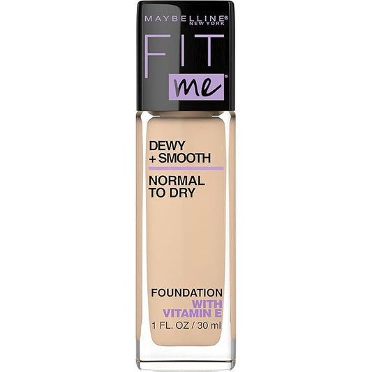 Maybelline Fit Me Dewy + Smooth Foundation Makeup, Classic Ivory, 1 Count (Pack of 4)