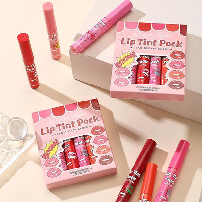 6 Colors Peel off Lip Stain Set, Peel off Lip Liner Tattoo Matte Finish Lip Tinted Lipstick Liquid Lipstick Long-Lasting Bright Colors, Lip Makeup Gift for Women