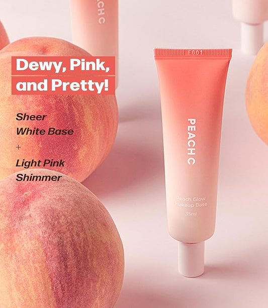 PEACH C Peach Glow Make Up Base - Hydrating, Moisturizing, Illuminating Pearl Make Up Base - Lightweight, Smudge-Proof & Pearly Shimmer Korean Makeup Primer Illuminating Face Cream (1.18 fl oz)