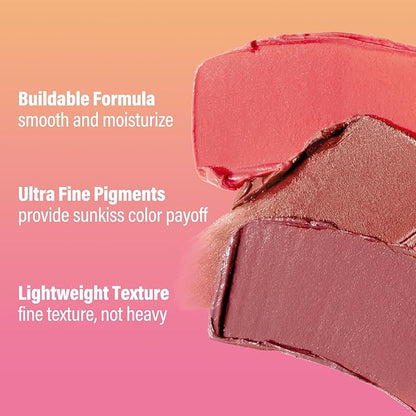 Sun Kissed Blush Face Bronzer Stick For Cheeks, Lips, Long-Lasting, Blendable, Vegan Makeup For All Skin Tones, 01 Morning, 0.21 Oz