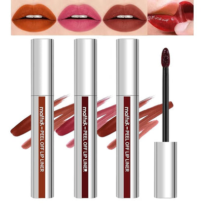 3PCS Lip Liner，Peel Off Lip Liner Tattoo, Peel Off Lip Stain, Long Lasting Lip Stain Peel Off, Infused with Hyaluronic Acid & Vitamin E, Makeup Gift for Women