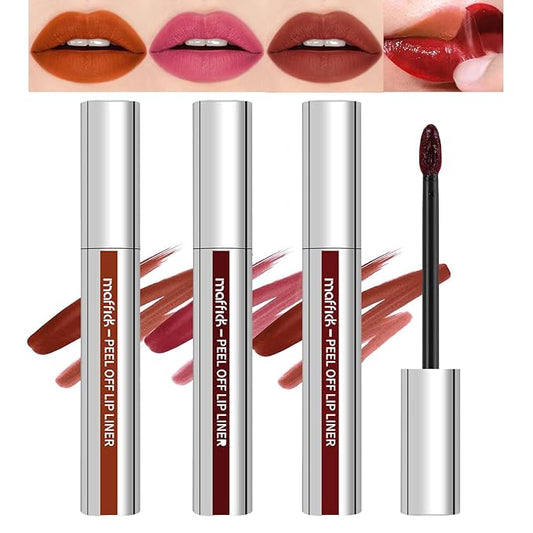 3PCS Lip Liner，Peel Off Lip Liner Tattoo, Peel Off Lip Stain, Long Lasting Lip Stain Peel Off, Infused with Hyaluronic Acid & Vitamin E, Makeup Gift for Women